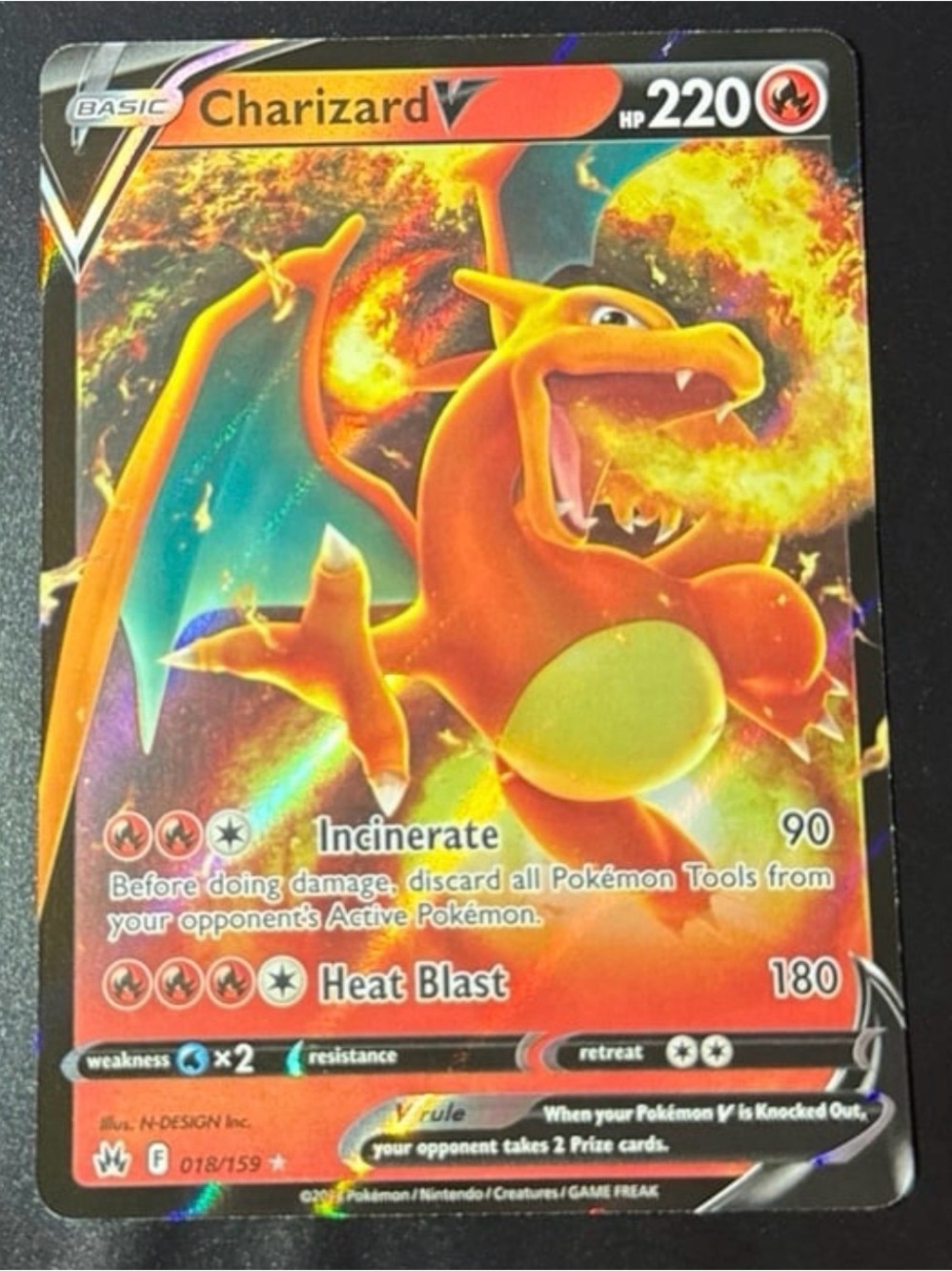 Charizard V 18/159 rare Crown Zenith SWSH 2023 released English full art HoloFoi